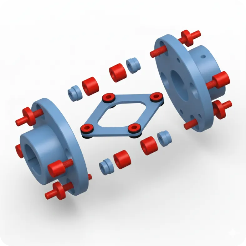 3D-визуализация (взрыв-схема) мембранной муфты.