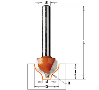 Фреза концевая CMT псевдофиленка D=19,0 I=11,0 S=6,0 R=6,40