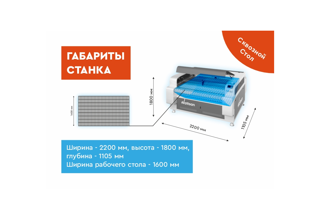 Превью 10 к Лазерный станок Wattsan 1610 conveyer 110 Вт Reci W4